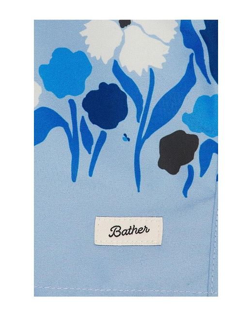 Bather Blue Lawn Printed Swim Trunks for men