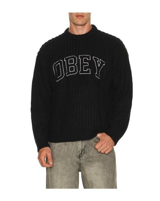 Obey Black Collegiate Sweater for men