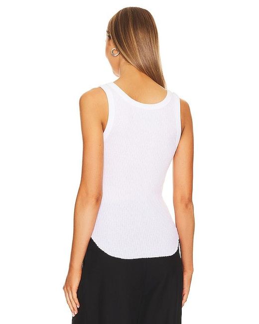 Enza Costa White Pointelle Baseball Tank