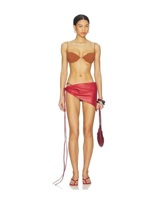 Ziah Red Leather Scarf