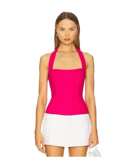 Bardot Pink Raya Linen Halter Top