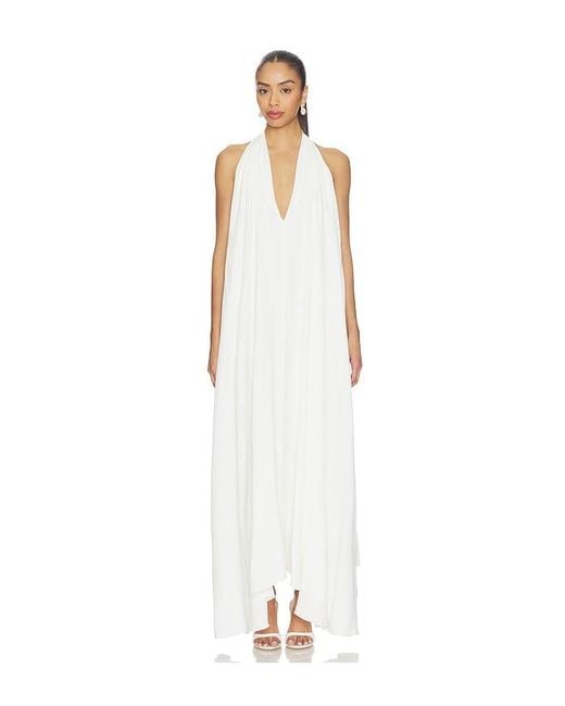 AEXAE White Drape Maxi Dress
