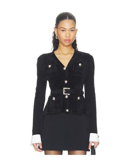 Self-Portrait Black Chenille Knit Top