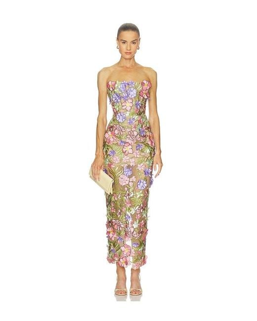 Bronx and Banco White Iris Floral Maraya Strapless Ankle Dress