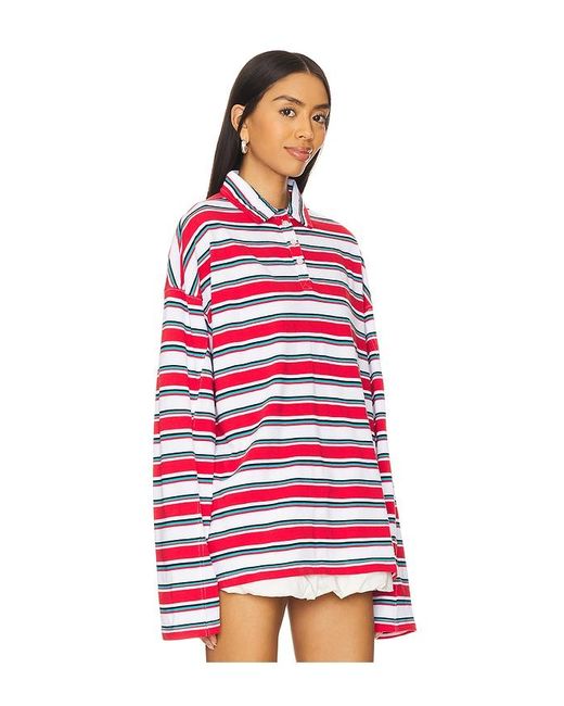 Jaded London Oversized Stripe Long Sleeve Top in Red | Lyst UK