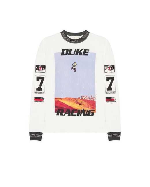 Duke & Dexter White Motorcross Waffle Long Sleeve Tee for men