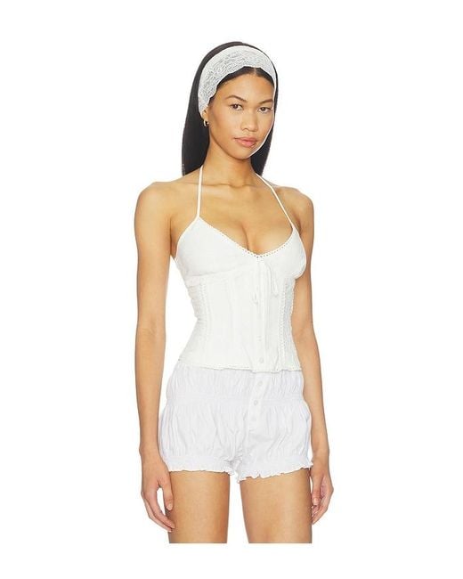 GUIZIO White Marini Eyelet Corset Top