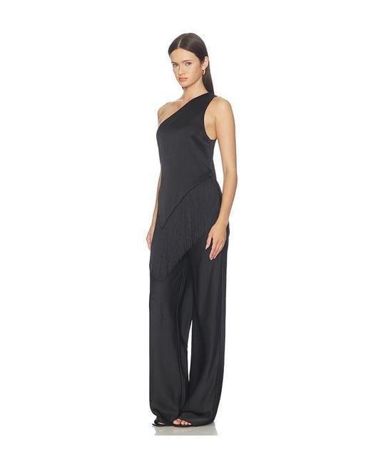 Lovers + Friends Black Olivia Satin Fringe Top