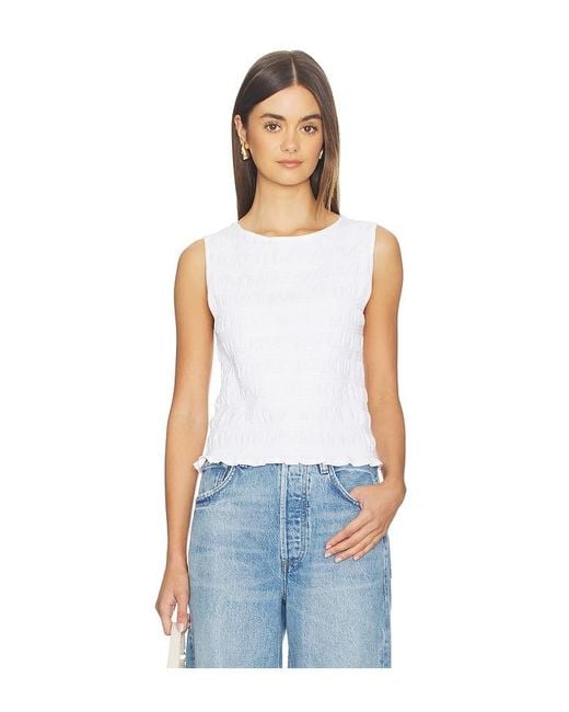 Madewell Blue Smocked Boatneck Tank Top