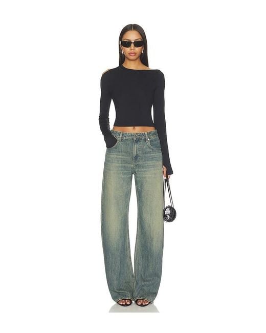 Helmut Lang Black Asymmetrical Cutout Top