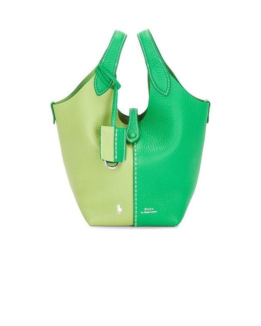 Polo Ralph Lauren Green Shiny Drum Pebble Small Crossbody Bag