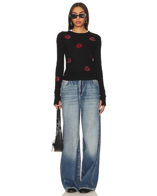 Lauren Moshi Black Mckinley Thermal Tee
