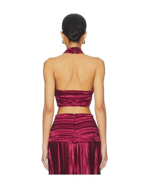 Sonya Moda Red Joelle Plisse Halter Top