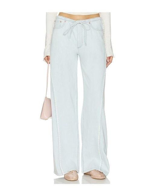 DL1961 White Aura Sienna Low Slung Relaxed Wide Leg Jeans