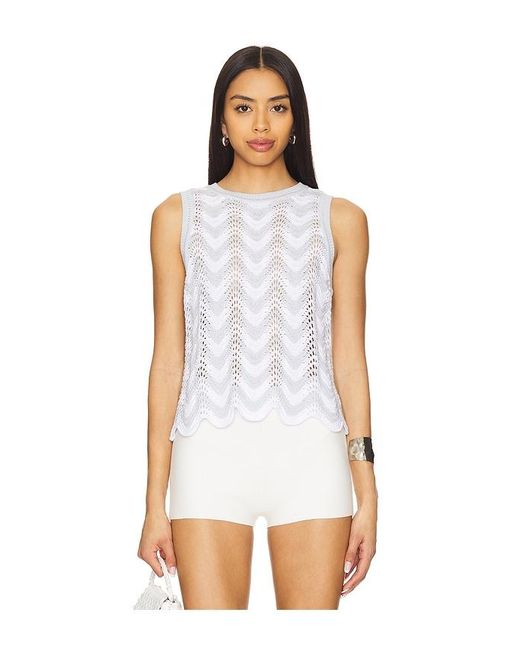 525 White Kayla Chevron Scalloped Tank