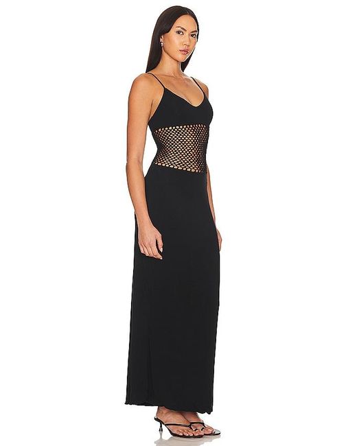 Indah Black Bella Solid Macrame Detail Maxi Dress