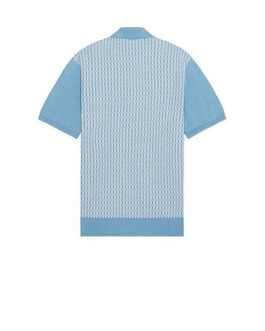 Good Man Brand Blue Essex Short Sleeve Geo Knit Shirt for men