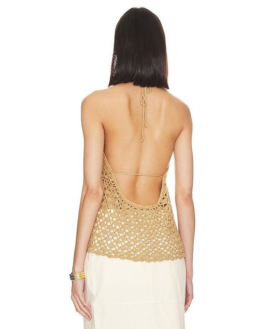 MORE TO COME Natural Alice Tie Front Top