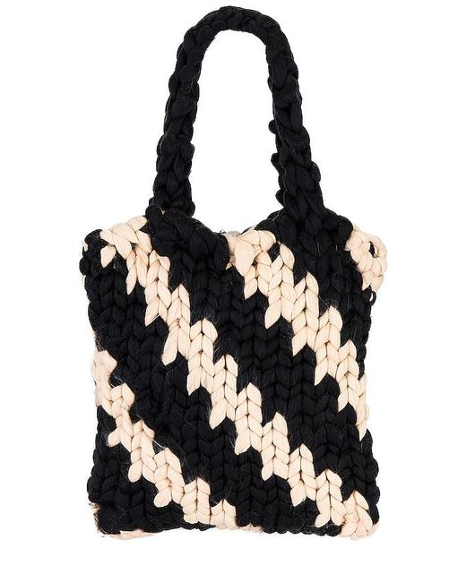 Hope Macaulay Black Diagonal Colossal Knit Tote Bag