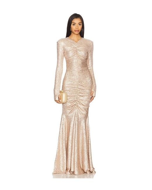 Norma Kamali Natural Long Sleeve Fishtail Gown