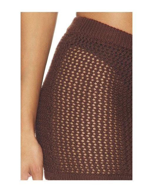 SNDY'S Brown Casey Crochet Mini Skirt