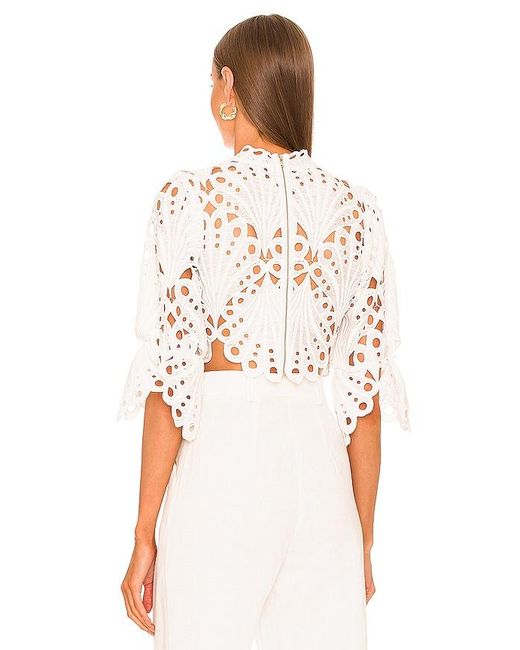 Michael Costello White X Revolve Jovani Crop Top