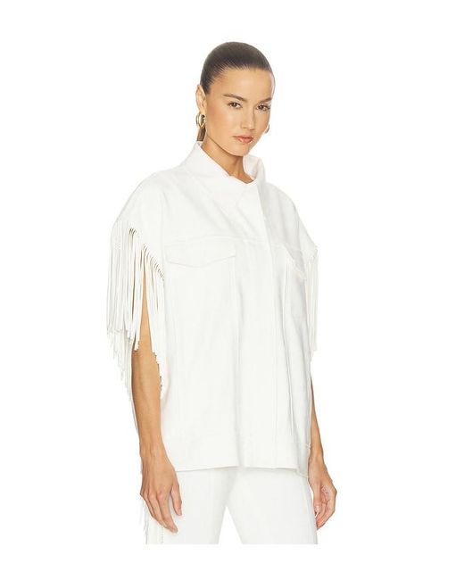 Norma Kamali White Sleeveless Oversized Jean Jacket