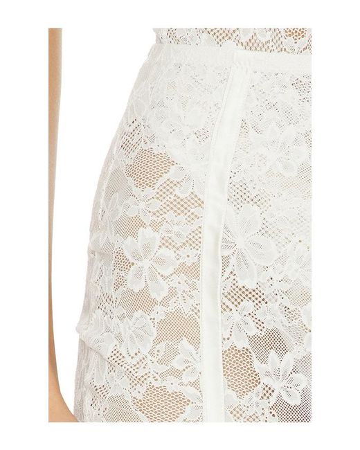 Fleur du Mal White Le Stretch Lace Pencil Skirt