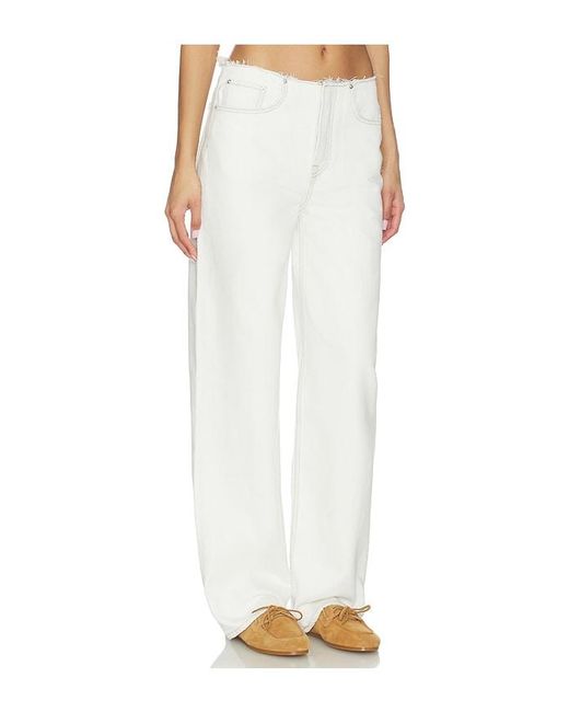 GRLFRND White Jordan Low Rise Frayed Waist Boyfriend