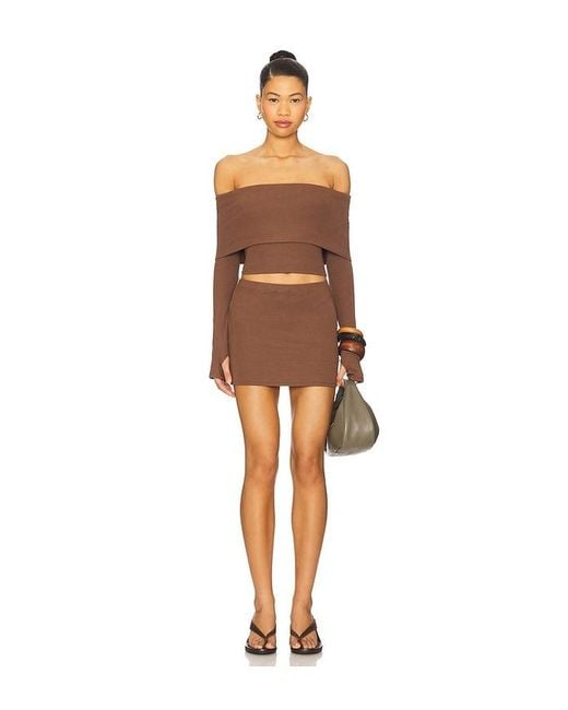 superdown Brown Marks Skirt Set