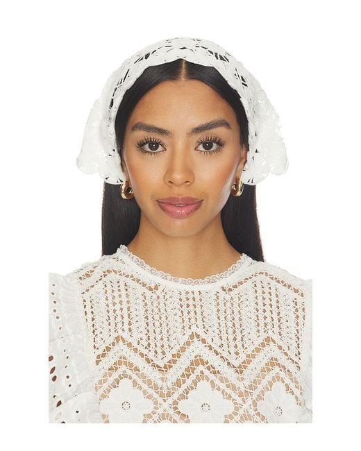 Self-Portrait White Cotton Crochet Bandana