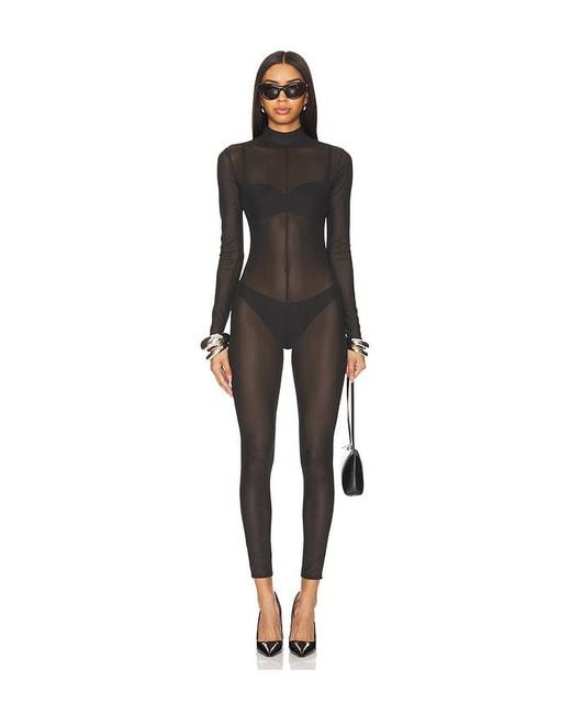 Lovers + Friends Black Rumi Mesh Jumpsuit
