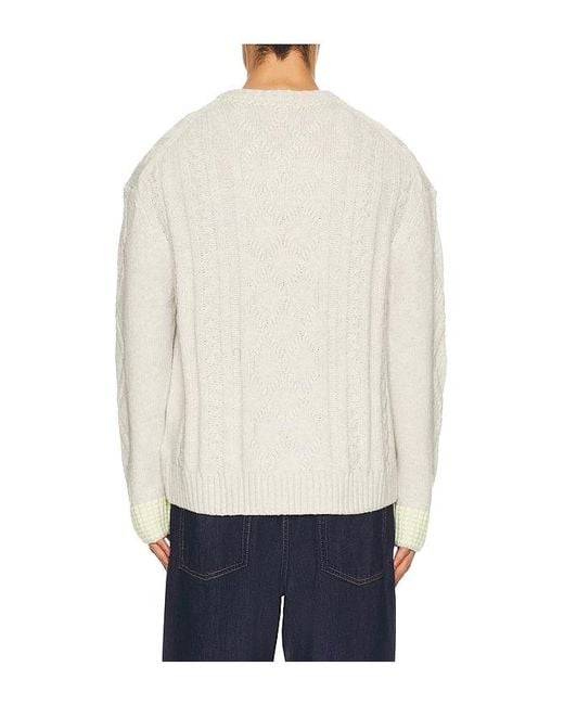 Scotch & Soda White V-Neck Chunky Cable Loose Fit Pullover for men