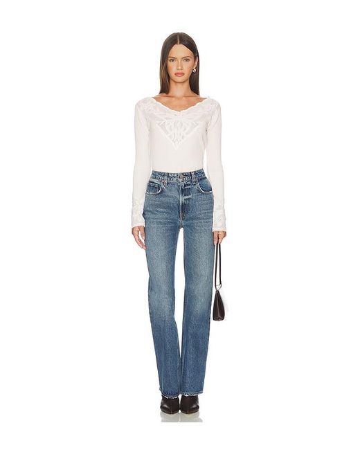 Free People White Butterfly Cuff Top
