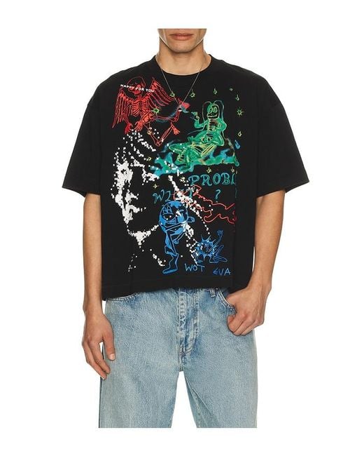 JUNGLES Black Winter Test Print Tee for men