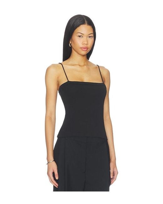 St. Agni Black Organic Cotton Square Neck Cami Top