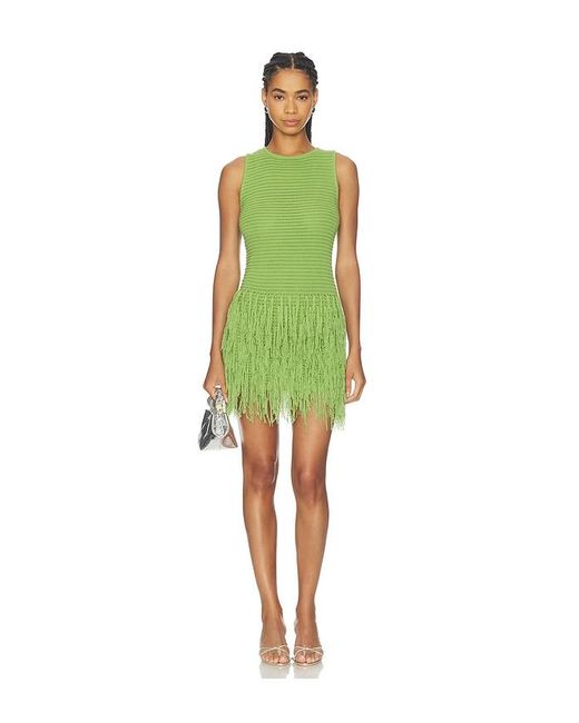 MORE TO COME Green Lita Fringe Knit Mini Dress