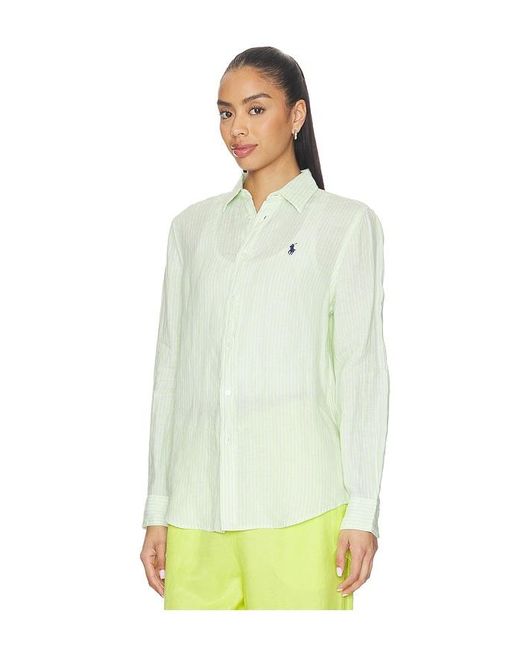 Polo Ralph Lauren White Linen Long Sleeve Sport Shirt