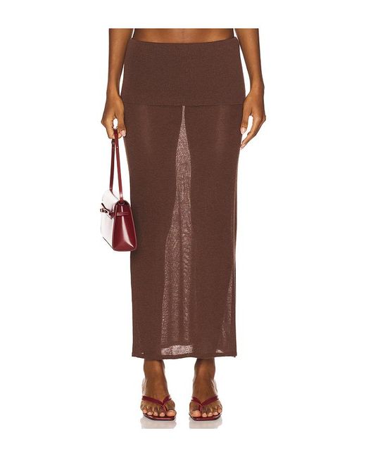 Falda Danni En Color Chocolate Talla (También En M, S, Xs) geel de color Brown
