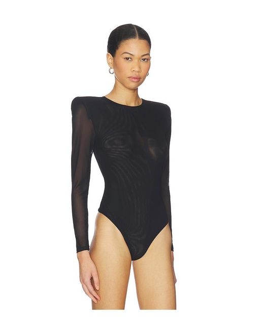 L'Agence Black 'Agence Trista Shoulder Pad Bodysuit