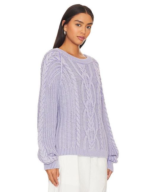 Free People Purple PULLOVER, ZOPFMUSTER FRANKIE