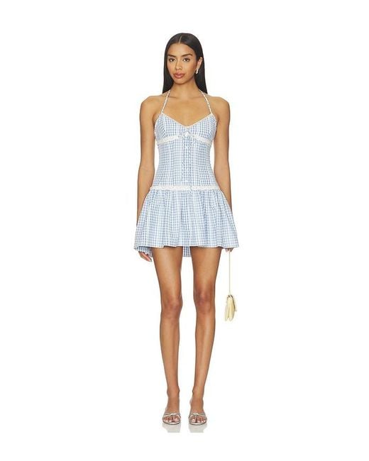 GUIZIO Blue Marini Gingham Mini Dress