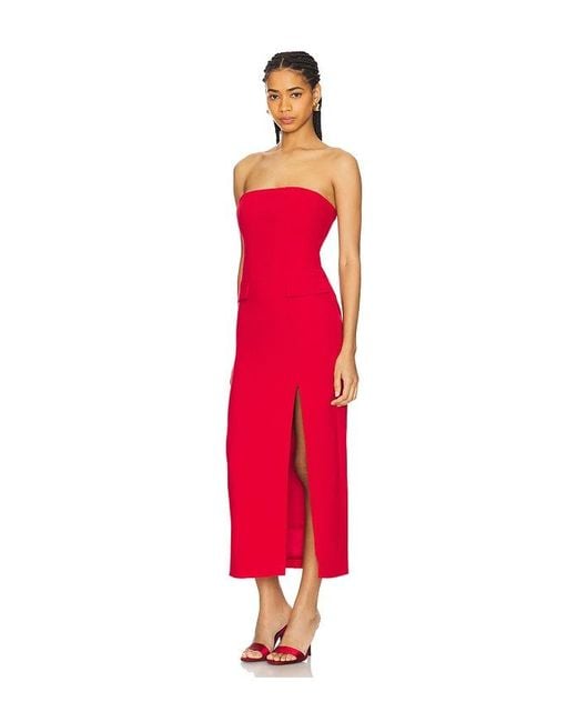 Bardot Red Nikki Strapless Midi Dress