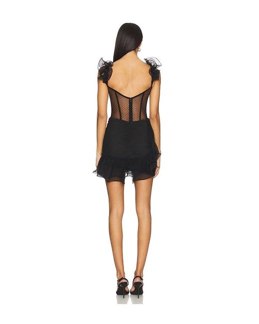 PATBO Black Laila Lace Flutter Mini Dress