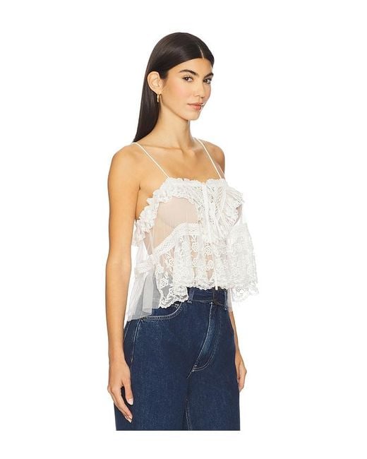 Free People Blue Sofia Embroidered Tank
