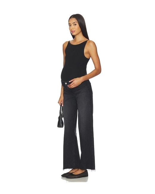 PAIGE Black Anessa Maternity Wide Leg Jeans