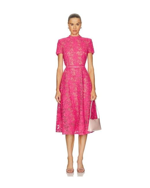 Nadine Merabi Pink Lace Midi Dress