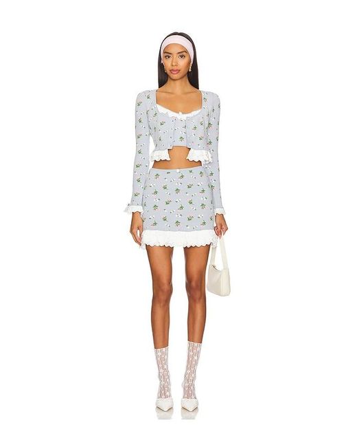 For Love & Lemons White Amalia Knit Crop Top