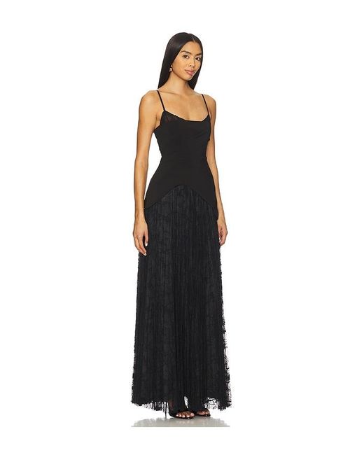 AMUR Black Leighton Pleated Gown