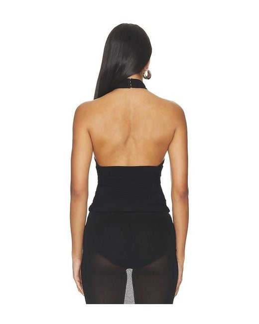 Mimchik Black Piper Knotted Halter Top
